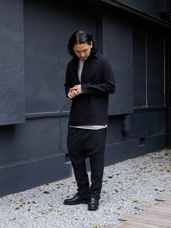 Washed Serge Vareuse Shirt Jacket 【black】