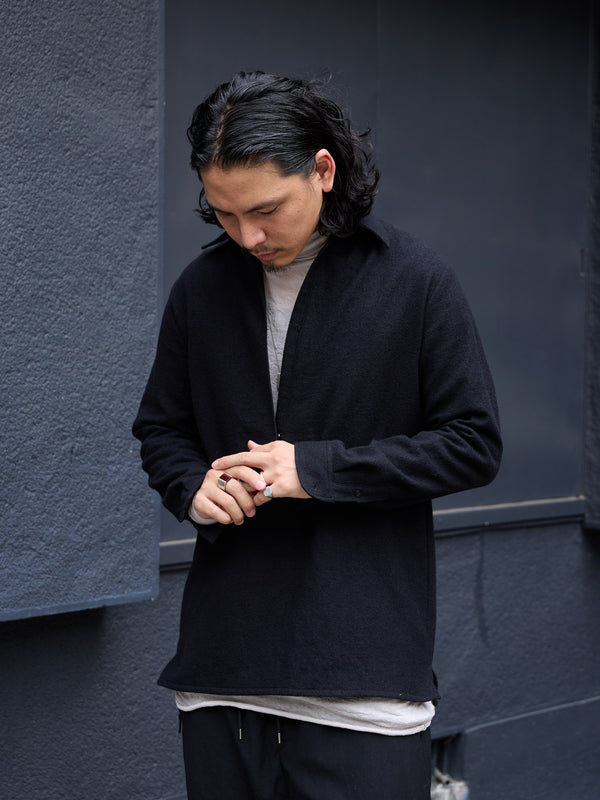 Washed Serge Vareuse Shirt Jacket 【black】