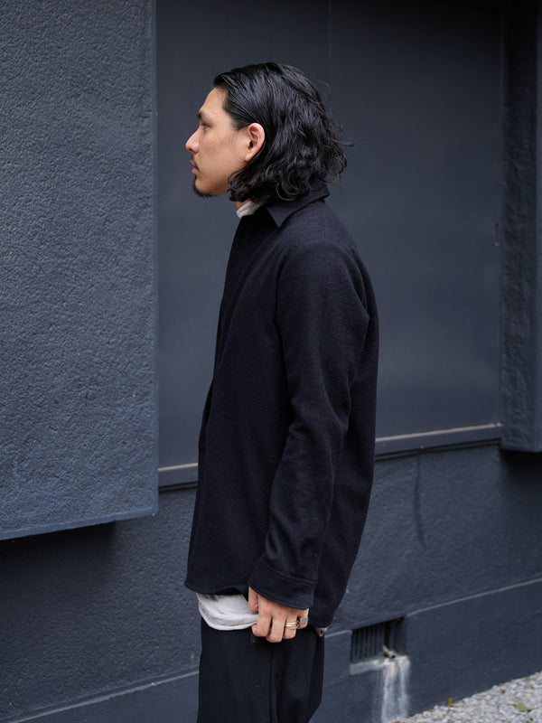 Washed Serge Vareuse Shirt Jacket 【black】