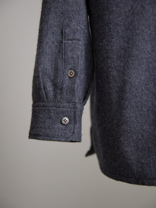 Washed Serge Vareuse Shirt Jacket【dark gray】