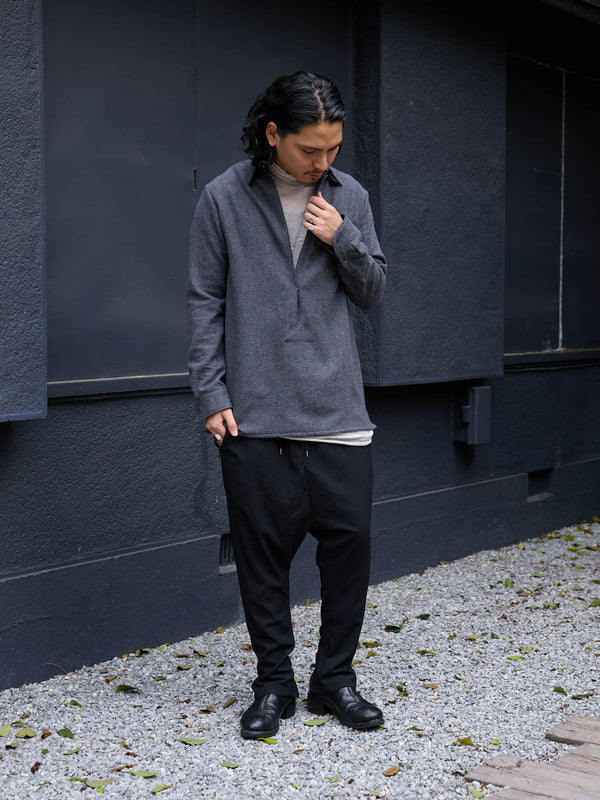 Washed Serge Vareuse Shirt Jacket【dark gray】