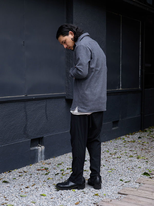 Washed Serge Vareuse Shirt Jacket【dark gray】