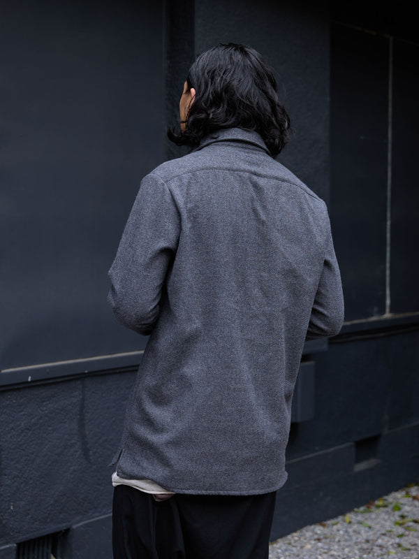 Washed Serge Vareuse Shirt Jacket【dark gray】