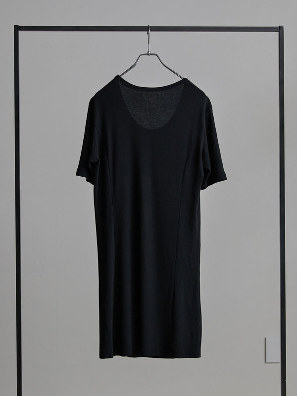 Modal Cotton Layered U-neck T-shirt【BLACK】