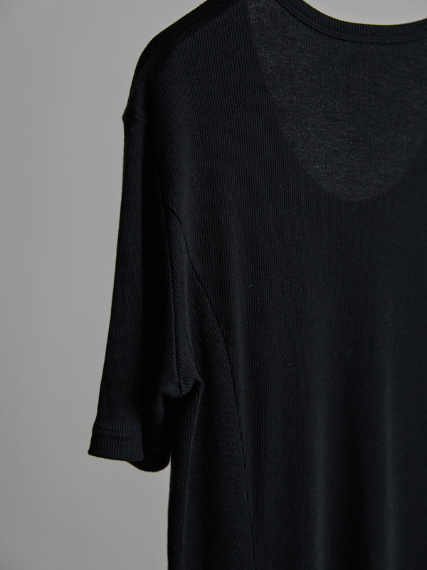 Modal Cotton Layered U-neck T-shirt【BLACK】