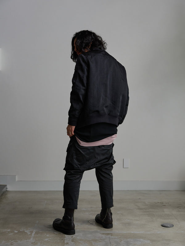 Velvet Suede Sarouel Crop Pants [BLACK]