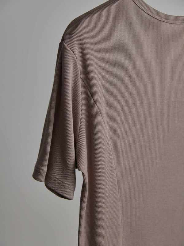 Modal Cotton Layered U-neck T-shirt【TAUPE】