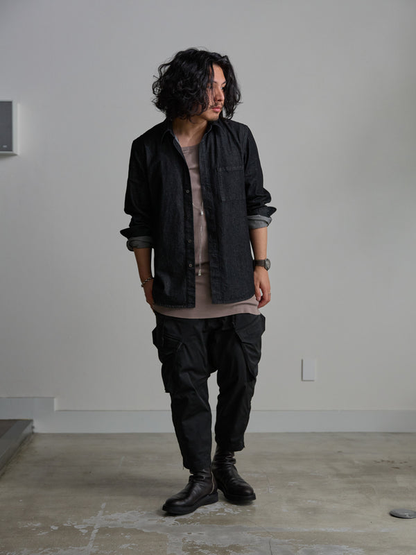 Velvet Suede Sarouel Crop Pants [BLACK]