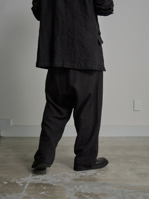 Dry Serge Sarouel Wide Pants [BLACK]