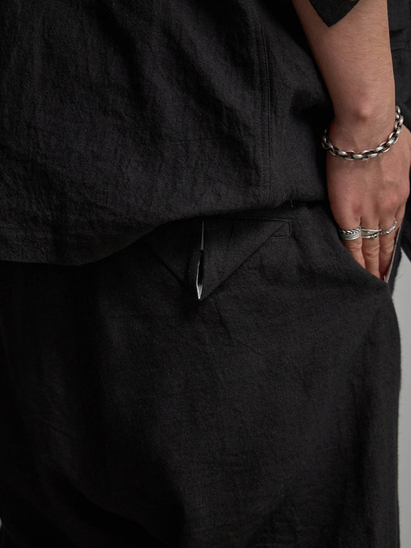 Dry Serge Sarouel Wide Pants [BLACK]