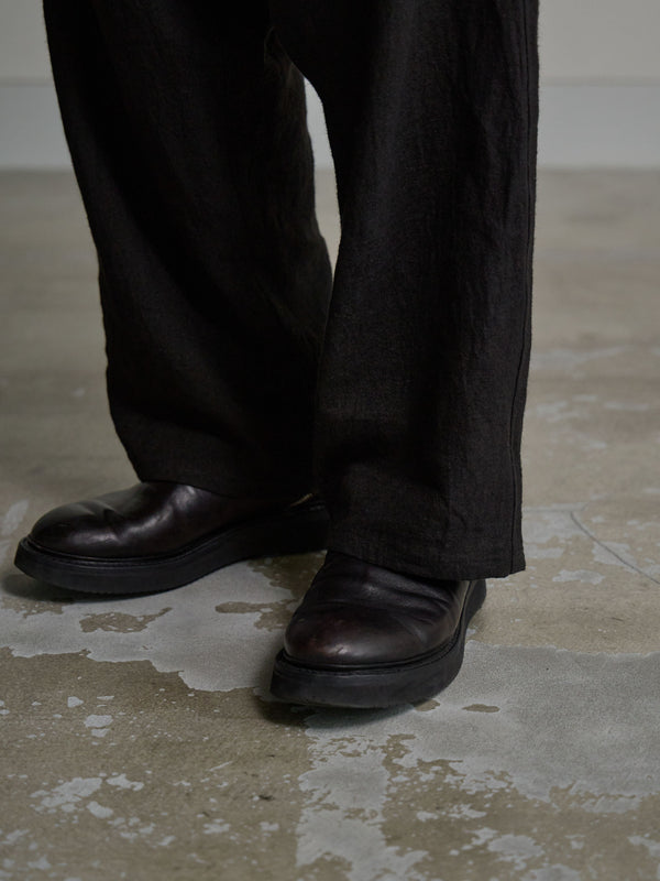 Dry Serge Sarouel Wide Pants [BLACK]
