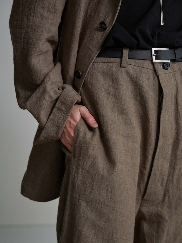 Dry Serge Sarouel Wide Pants [TAUPE]