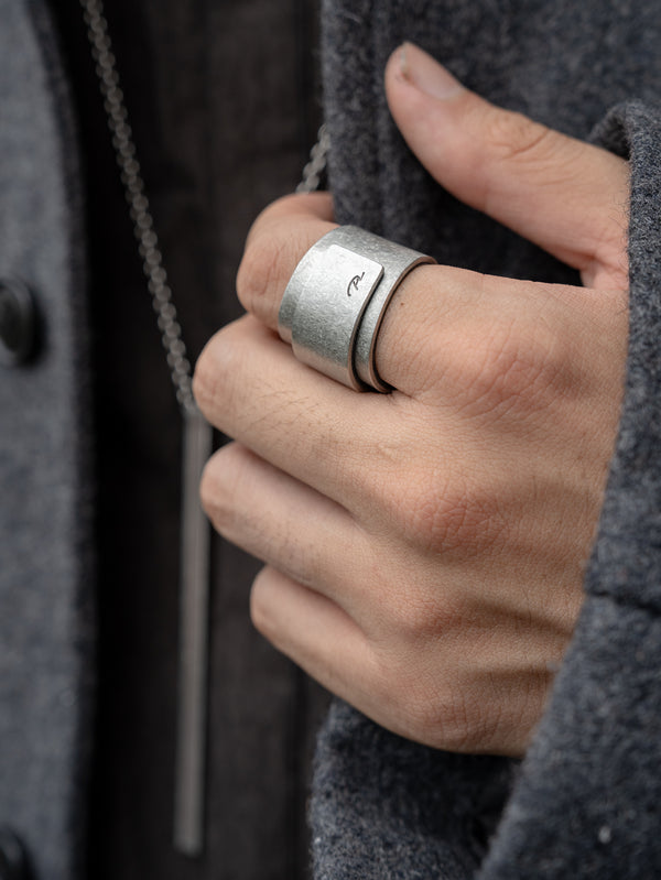 Stannum Leather Ring 001 [Silver]