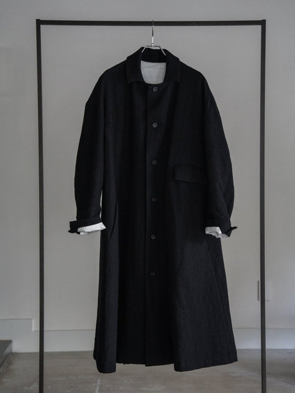 Back - Vent Washed - Serge Overcoat [尾州ウール]【black】 - PRY