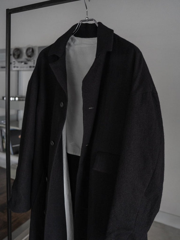 Back - Vent Washed - Serge Overcoat [尾州ウール]【black】 - PRY