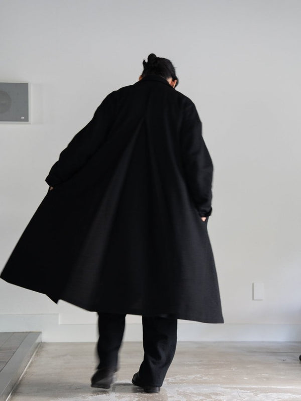 Back - Vent Washed - Serge Overcoat [尾州ウール]【black】 - PRY