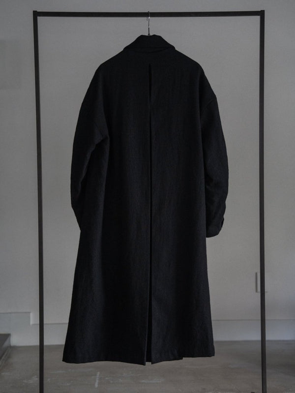 Back - Vent Washed - Serge Overcoat [尾州ウール]【black】 - PRY