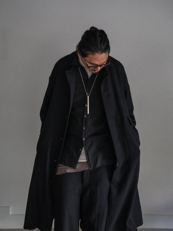 Back - Vent Washed - Serge Overcoat [尾州ウール]【black】 - PRY