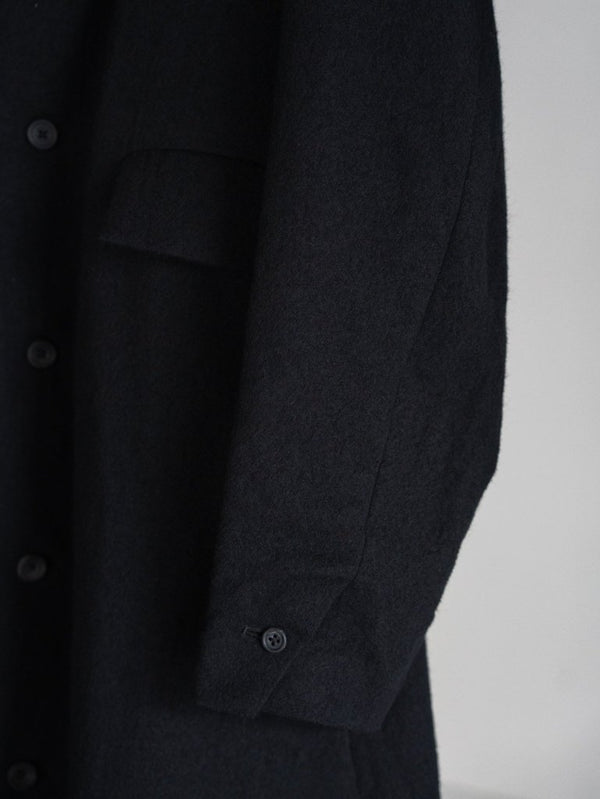 Back - Vent Washed - Serge Overcoat [尾州ウール]【black】 - PRY