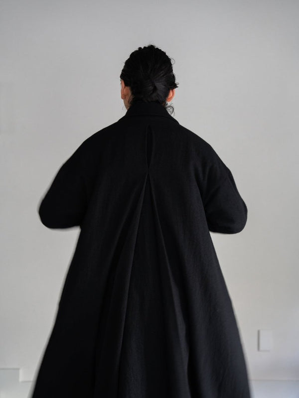 Back - Vent Washed - Serge Overcoat [尾州ウール]【black】 - PRY