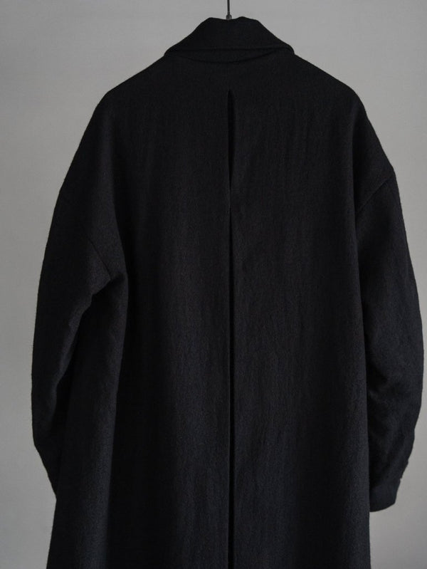 Back - Vent Washed - Serge Overcoat [尾州ウール]【black】 - PRY