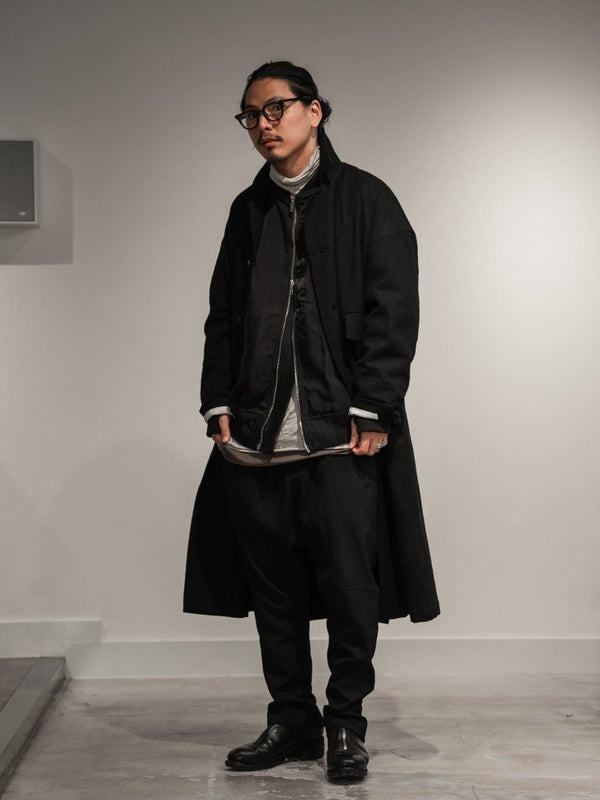 Back - Vent Washed - Serge Overcoat [尾州ウール]【black】 - PRY