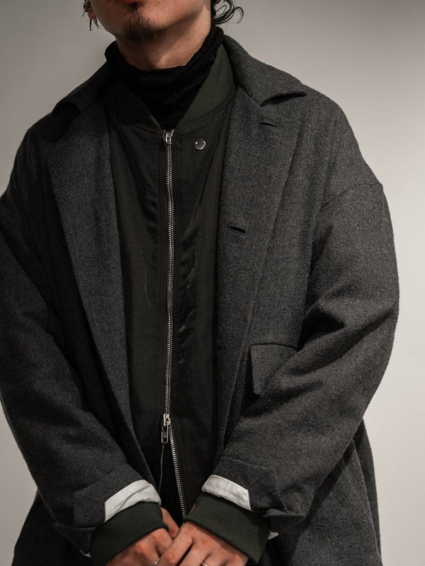 Back - Vent Washed - Serge Overcoat [尾州ウール]【dark gray】 - PRY