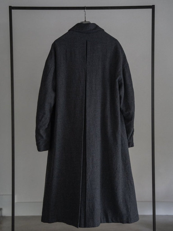 Back - Vent Washed - Serge Overcoat [尾州ウール]【dark gray】 - PRY