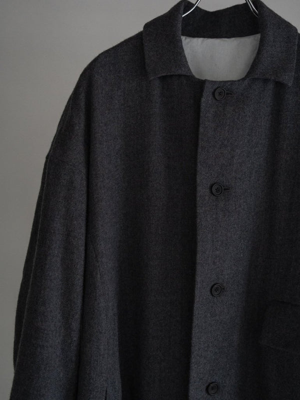 Back - Vent Washed - Serge Overcoat [尾州ウール]【dark gray】 - PRY