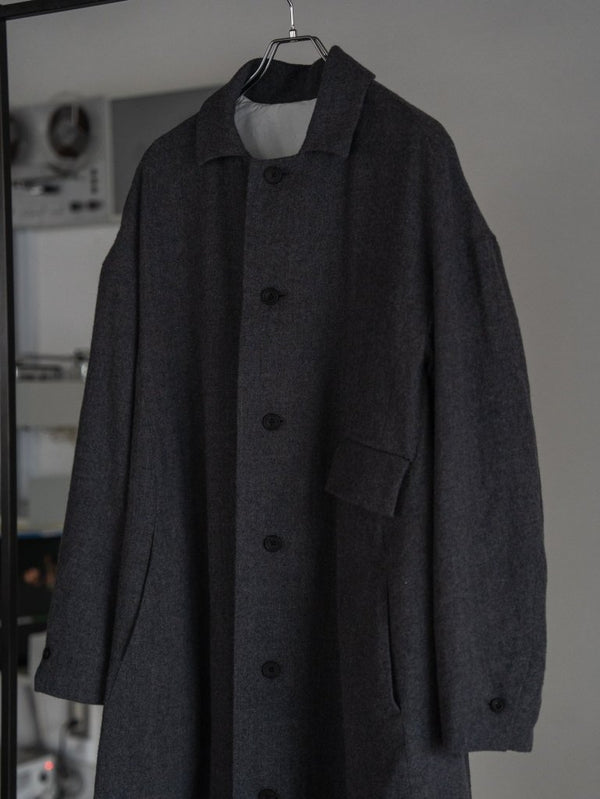 Back - Vent Washed - Serge Overcoat [尾州ウール]【dark gray】 - PRY