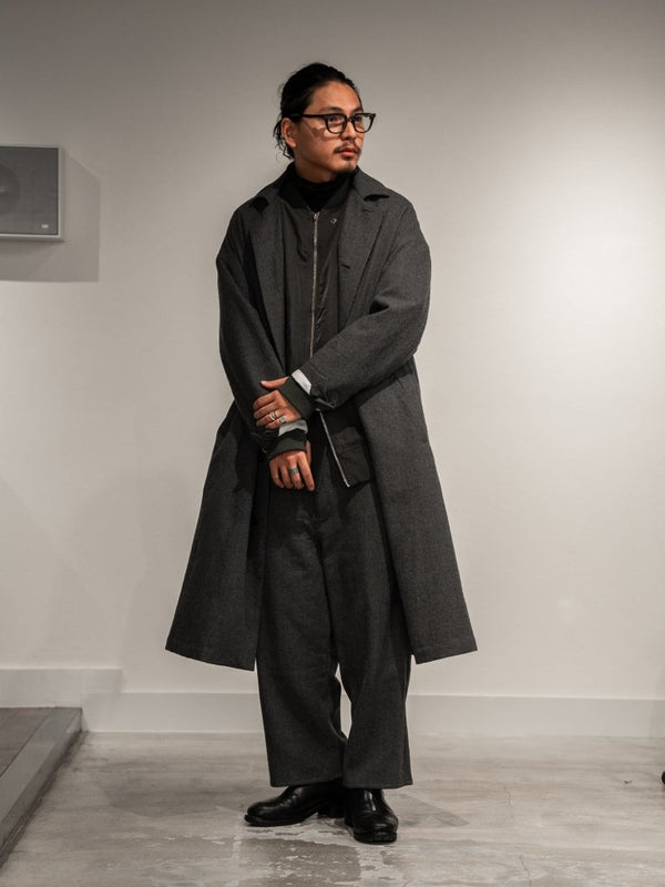 Back - Vent Washed - Serge Overcoat [尾州ウール]【dark gray】 - PRY