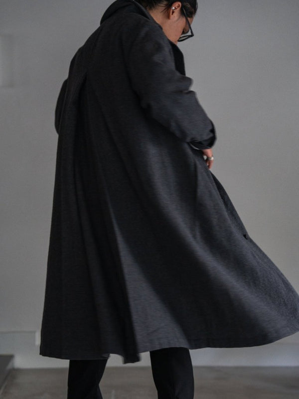 Back - Vent Washed - Serge Overcoat [尾州ウール]【dark gray】 - PRY