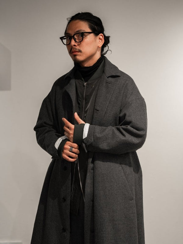 Back - Vent Washed - Serge Overcoat [尾州ウール]【dark gray】 - PRY