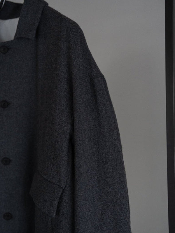 Back - Vent Washed - Serge Overcoat [尾州ウール]【dark gray】 - PRY