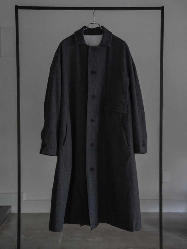 Back - Vent Washed - Serge Overcoat [尾州ウール]【dark gray】 - PRY