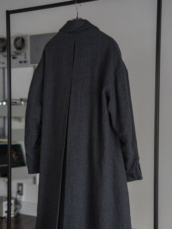 Back - Vent Washed - Serge Overcoat [尾州ウール]【dark gray】 - PRY
