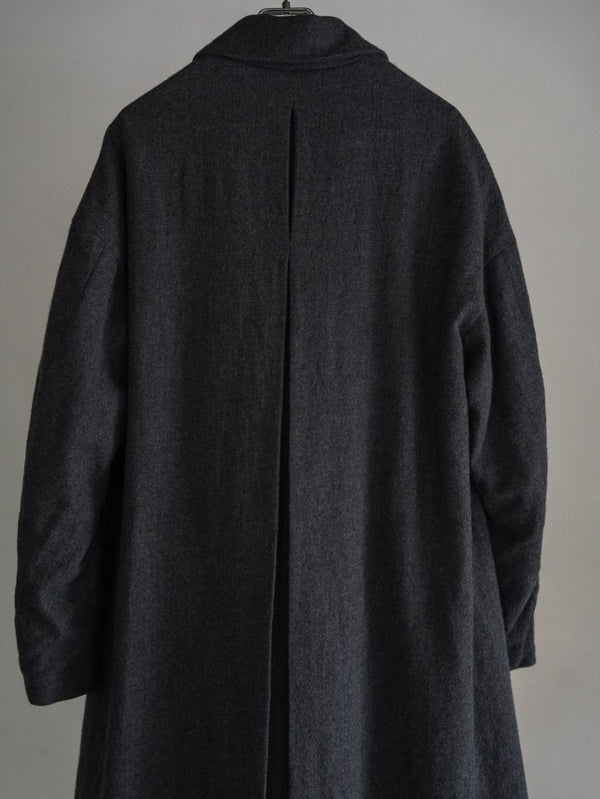 Back - Vent Washed - Serge Overcoat [尾州ウール]【dark gray】 - PRY
