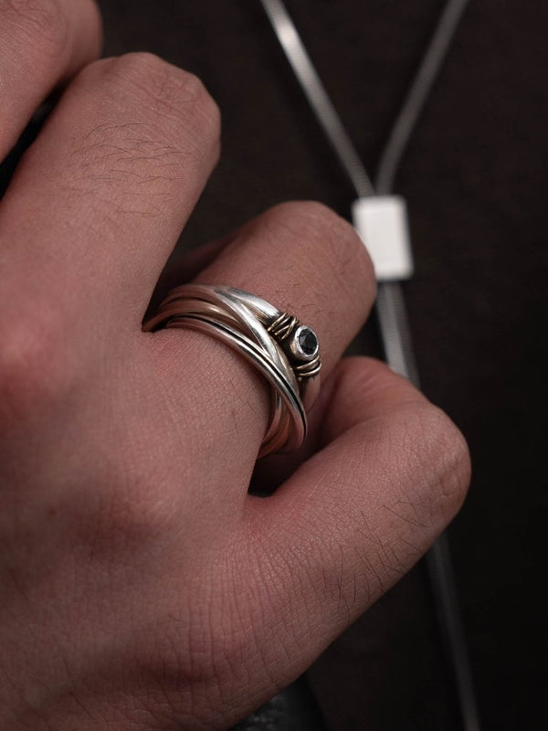 Black Diamond Ring [slv925+k10] - PRY