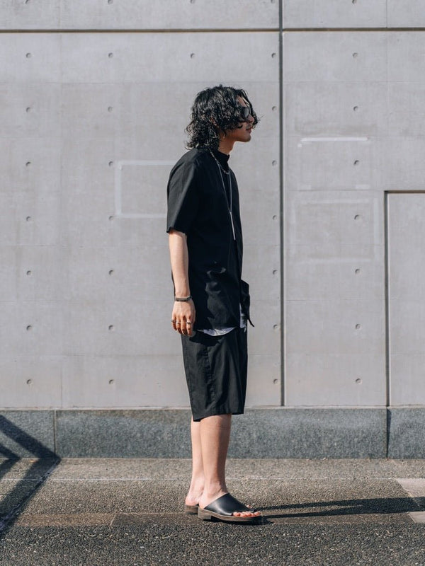 【アーカイブ販売】Black Frayed Edge Linen Shirt [for setup] - PRY