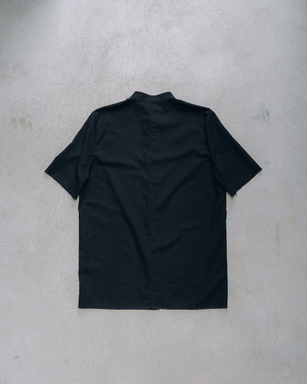 【アーカイブ販売】Black Frayed Edge Linen Shirt [for setup] - PRY