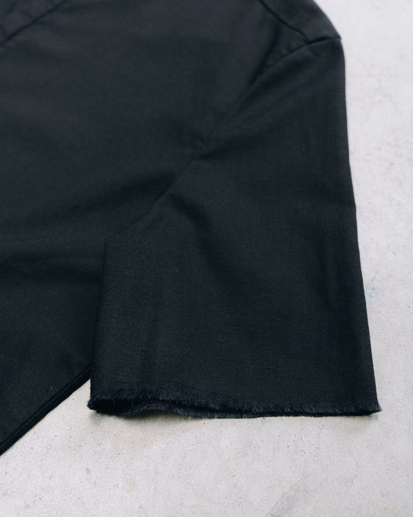 【アーカイブ販売】Black Frayed Edge Linen Shirt [for setup] - PRY