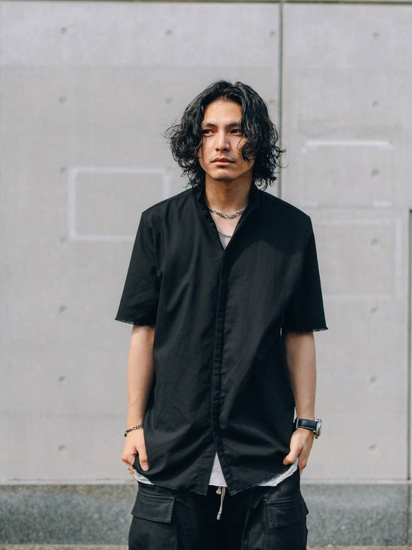【アーカイブ販売】Black Frayed Edge Linen Shirt [for setup] - PRY