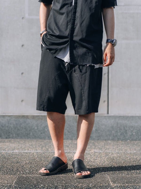 【アーカイブ販売】Black Frayed Edge Linen Shirt [for setup] - PRY