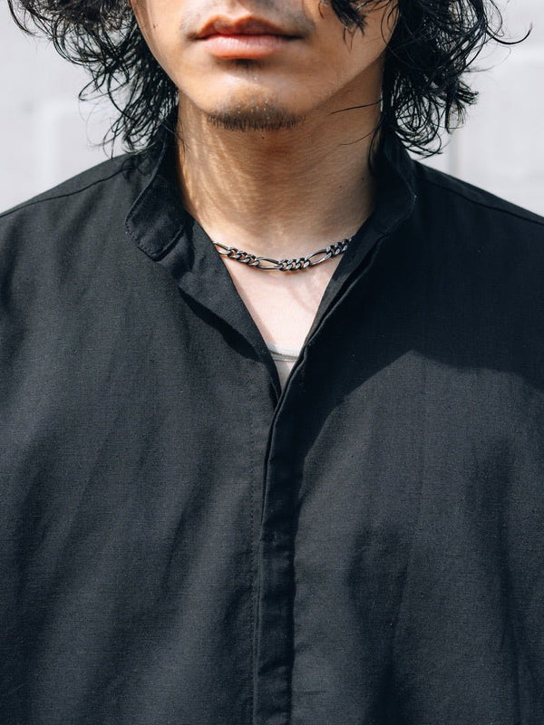 【アーカイブ販売】Black Frayed Edge Linen Shirt [for setup] - PRY