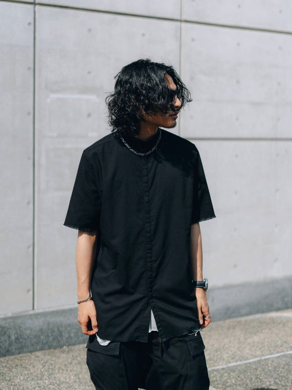 【アーカイブ販売】Black Frayed Edge Linen Shirt [for setup] - PRY