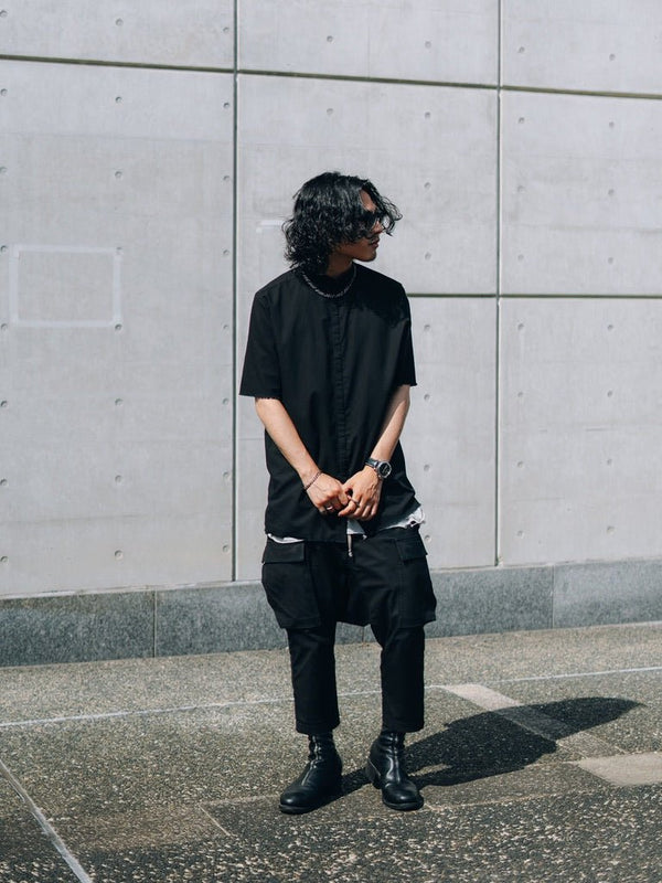 【アーカイブ販売】Black Frayed Edge Linen Shirt [for setup] - PRY