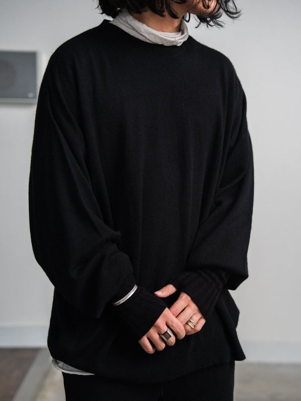 Cashmere Balloon Sleeve Knit【black】 - PRY