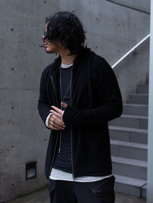 Cashmere Double Zip Hoodie【black】 - PRY