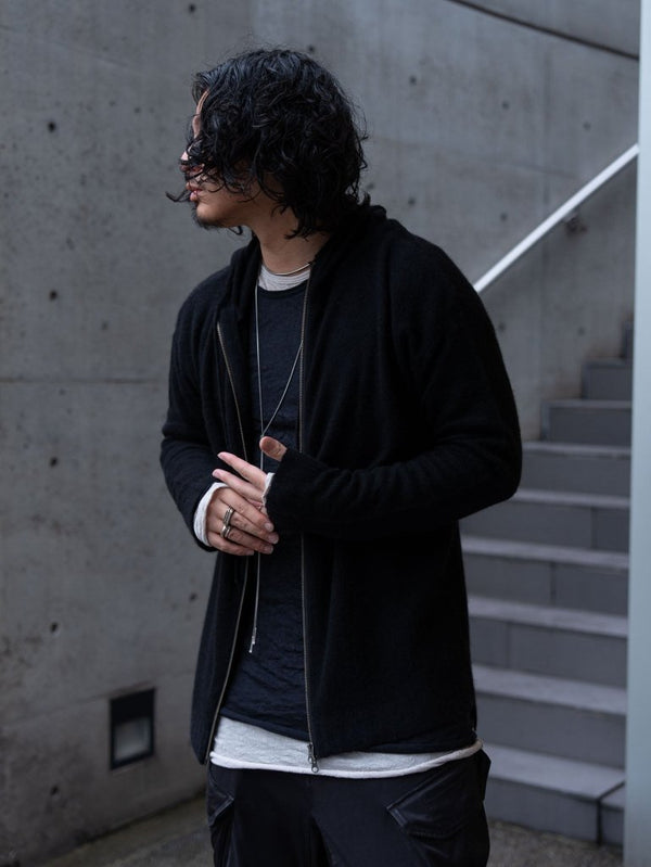 Cashmere Double Zip Hoodie【black】 - PRY