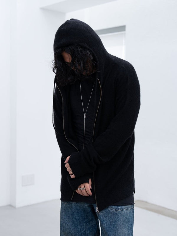 Cashmere Double Zip Hoodie【black】 - PRY
